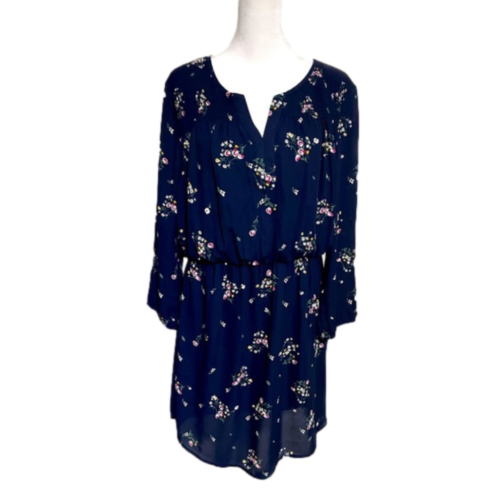 SEREIN Navy Floral Women’s Dress Size L - Picture 2 of 14